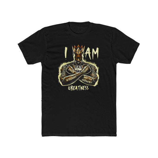 I Am Greatness King Graphic Tee — Bold Motivational Black T-Shirt