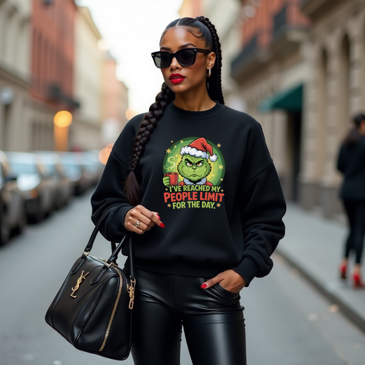 I’ve Reached My People Limit™ Unisex Holiday Mood Sweatshirt – Grinch-Inspired Attitude