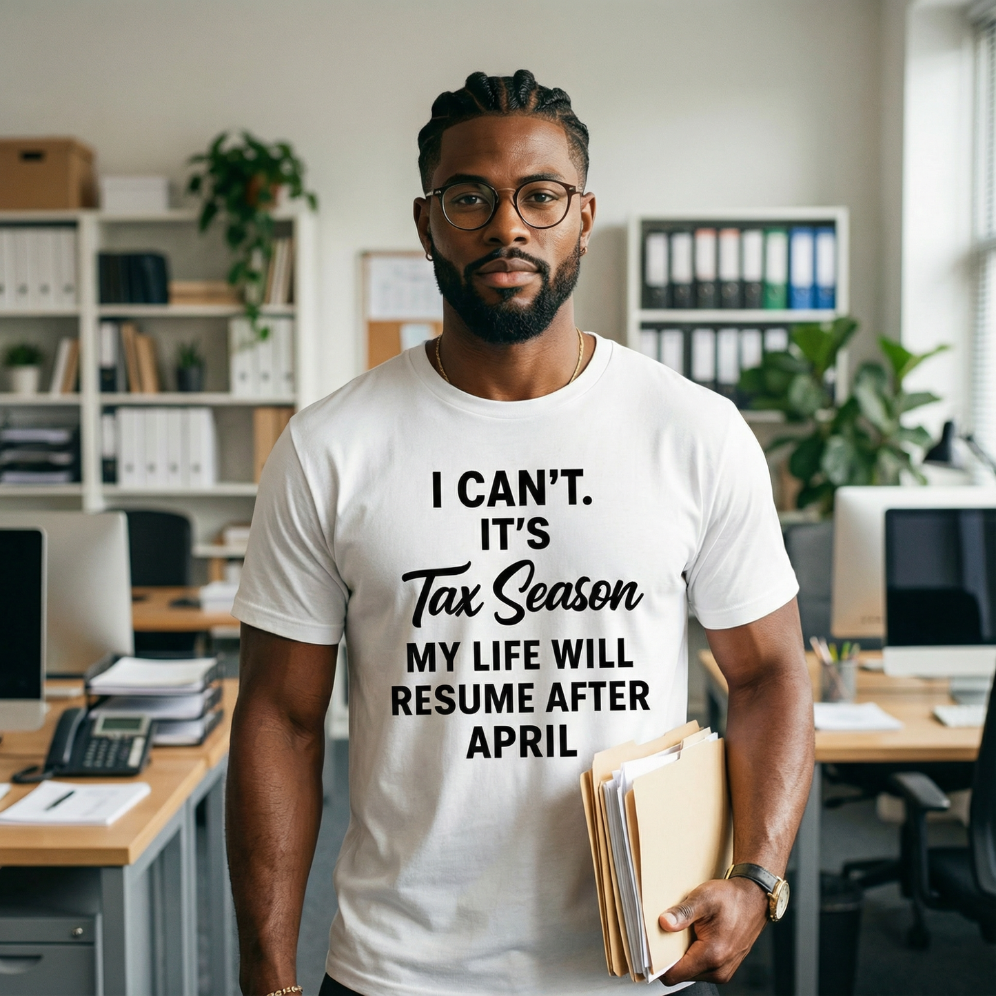 I Can’t. It’s Tax Season Unisex Graphic T-Shirt – Funny Accountant & Tax Prep Shirt